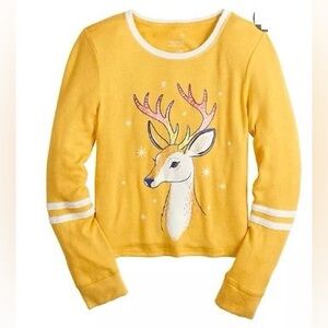 SO Yellow Deer Graphic Kids Pajama Top